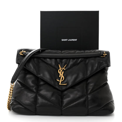 Saint Laurent Lambskin Quilted Medium Loulou Puffer Monogram Chain Satchel Black 11 of 11