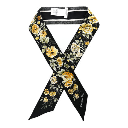 Christian Dior Silk Floral Mitzah Scarf Black 1 of 4
