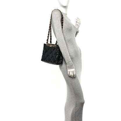 Chanel Lambskin Quilted Small Shopping Bag Black 2 of 10