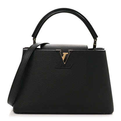 Louis Vuitton Taurillon Capucines MM Black Fuchsia 1 of 9