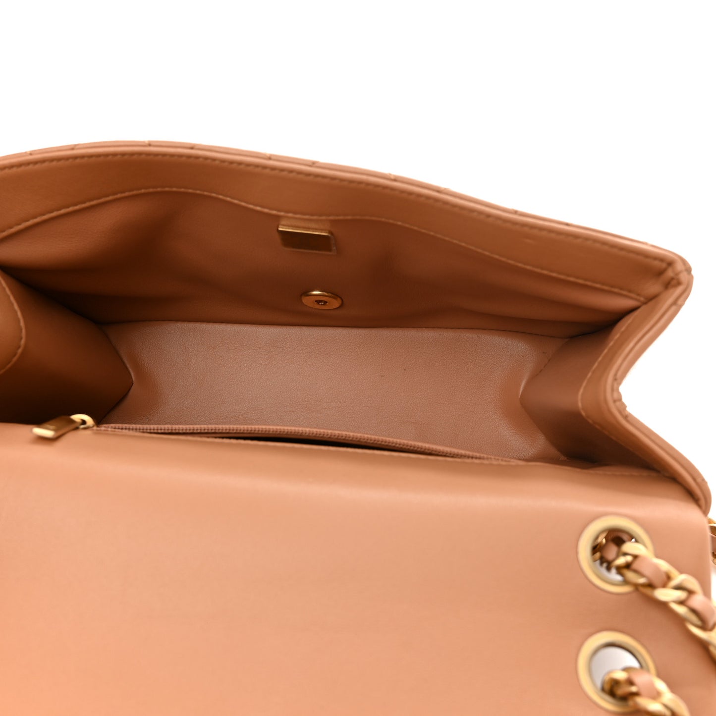Lambskin Quilted Chaine Lettre Flap Brown