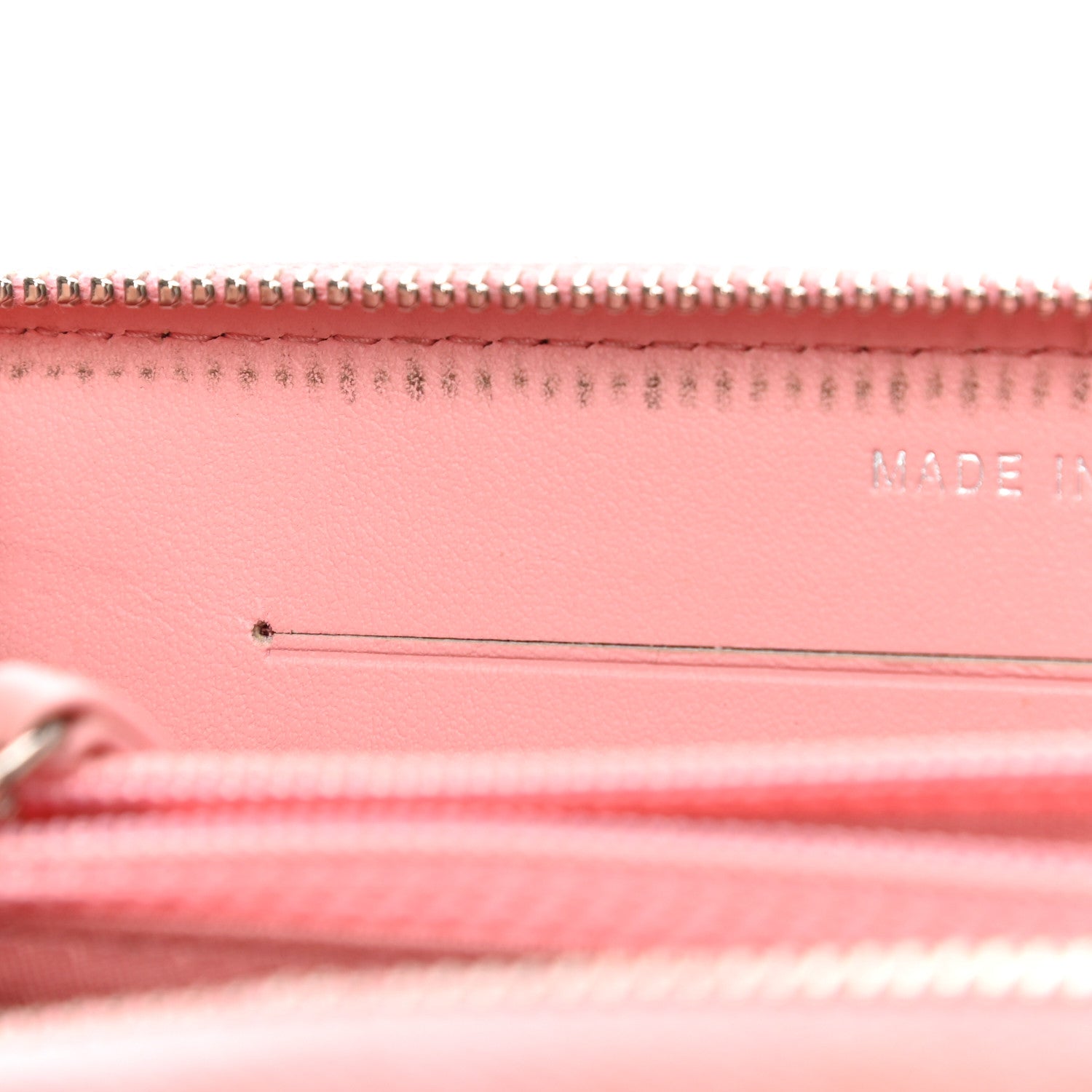 Chanel Caviar Quilted Medium Stripe Filigree Zip Around Wallet Pink White 14 of 15
