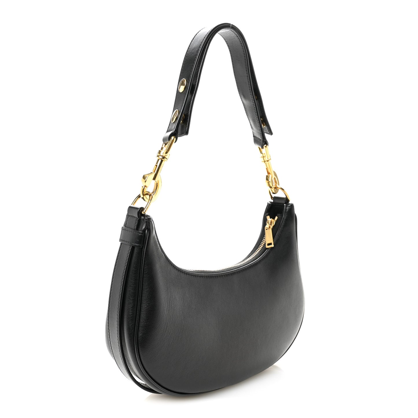 Smooth Calfskin Medium Strap Ava Shoulder Bag Black