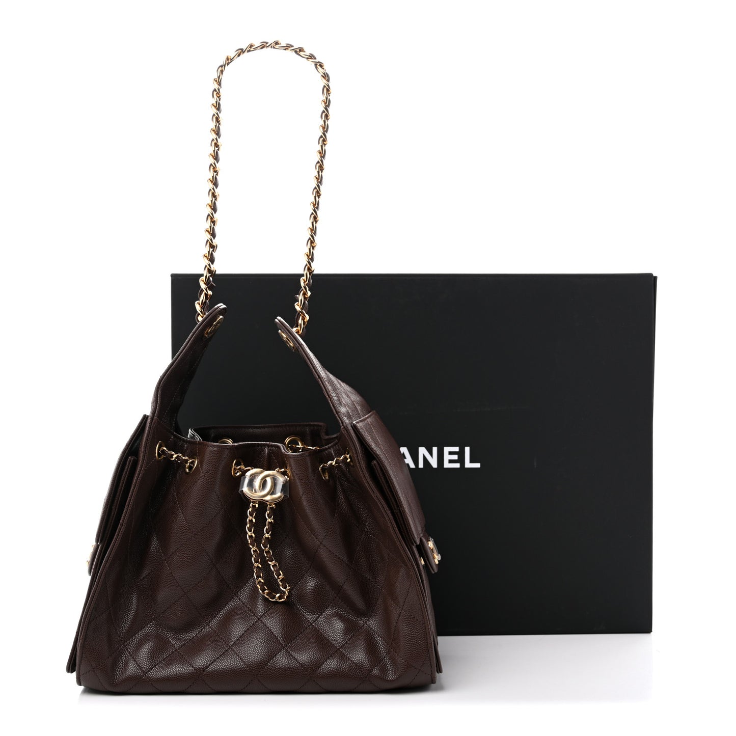Caviar Quilted Small Chanel 25 Handbag Dark Brown