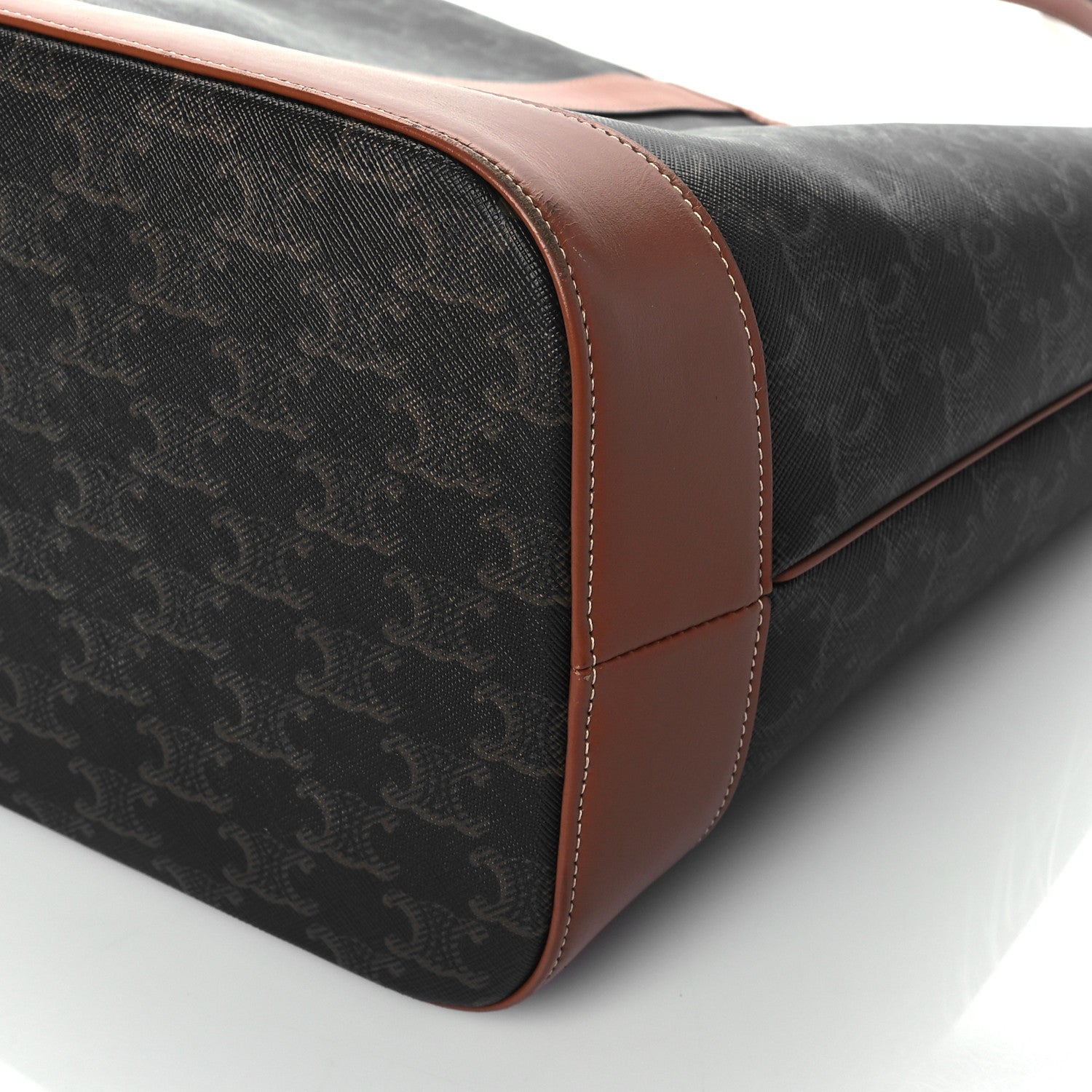 Celine Triomphe Canvas Calfskin Medium Bucket Bag Tan 10 of 10