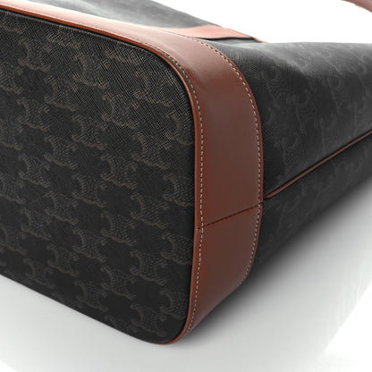 Celine Triomphe Canvas Calfskin Medium Bucket Bag Tan 10 of 10