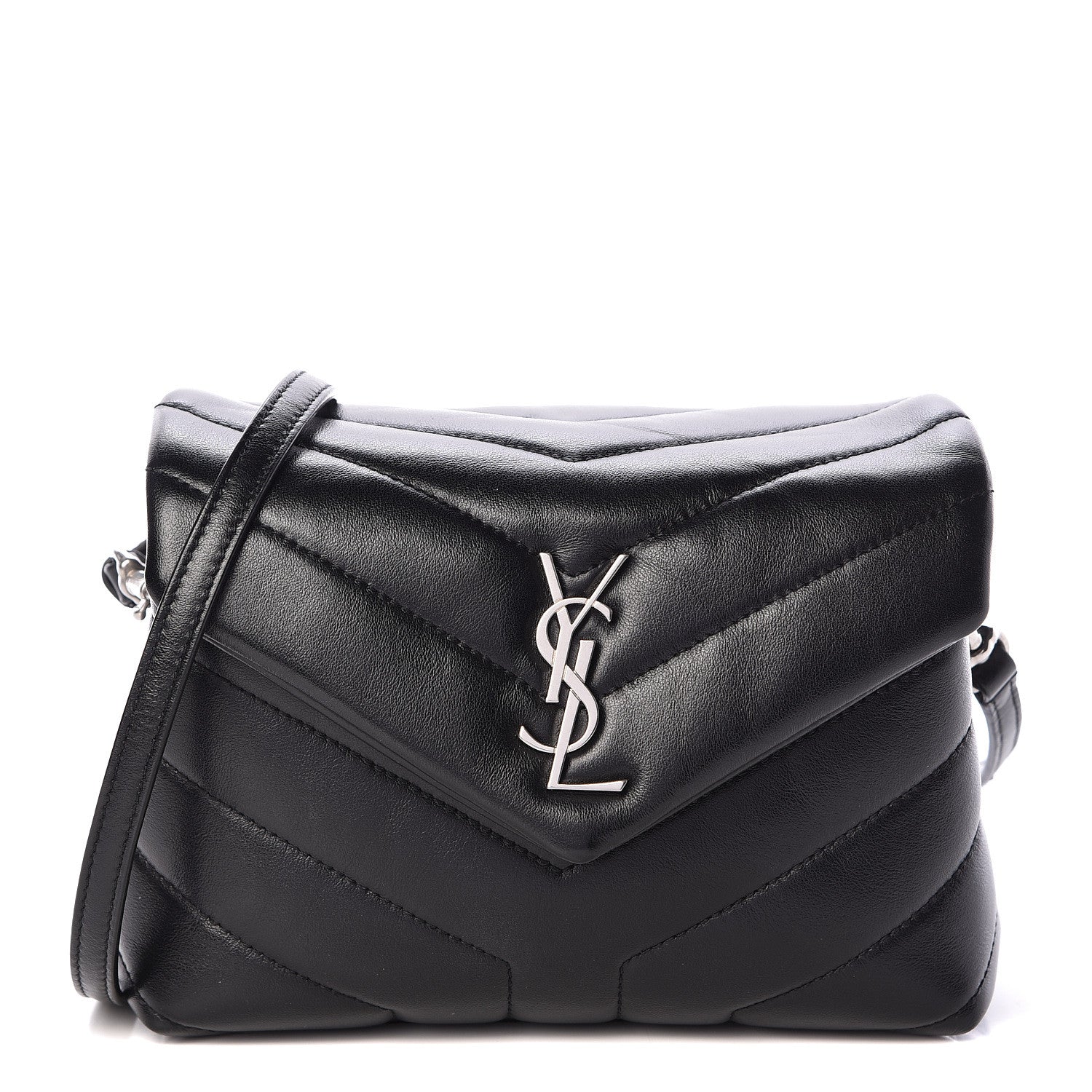 Saint Laurent Calfskin Y Quilted Monogram Toy Loulou Crossbody Bag Black 1 of 11