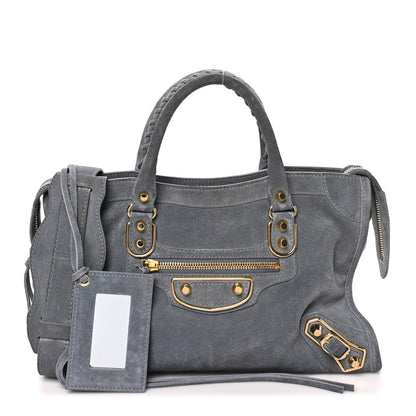 Balenciaga Baby Daim Suede Gold Metallic Edge Hardware S City Gris Plomb 2 of 10