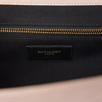 Saint Laurent Grain De Poudre Matelasse Chevron Large Monogram Satchel Nude Powder 6 of 9