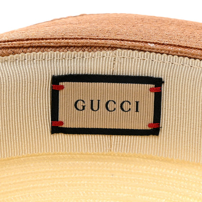 Gucci Straw Effect Fabric Wide Brim Hat With Bow XS White Black 8 of 9