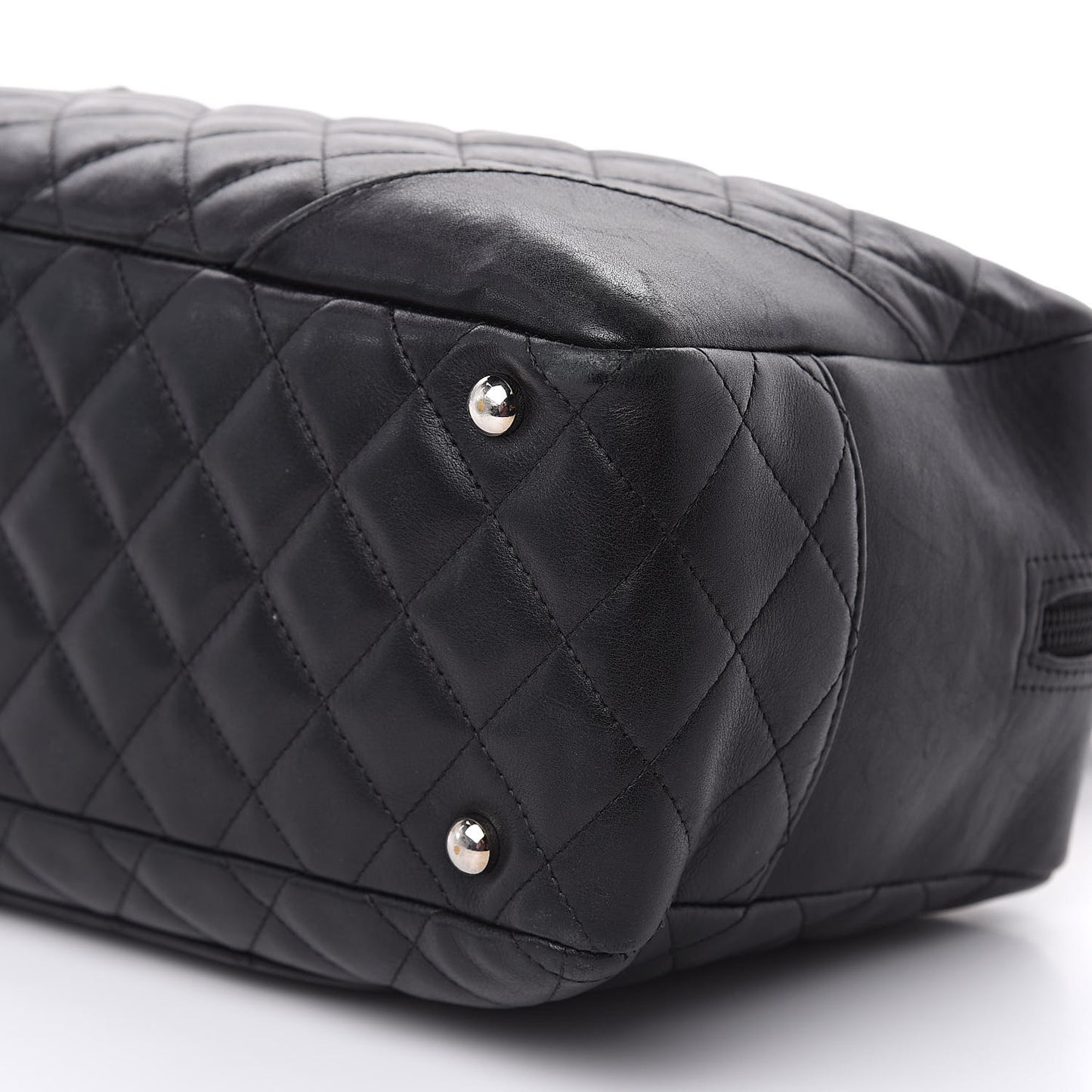 Calfskin Quilted Large Cambon Bowler Black White