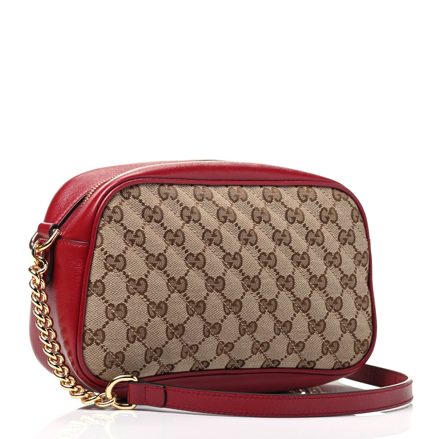 Gucci Monogram Azalea Calfskin Matelasse Diagonal Small GG Marmont Chain Shoulder Bag Beige Ebony New Cherry Red 3 of 9