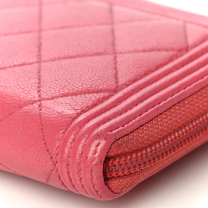 Chanel Caviar Quilted Large Boy Zip Around Wallet Coral 11 of 24