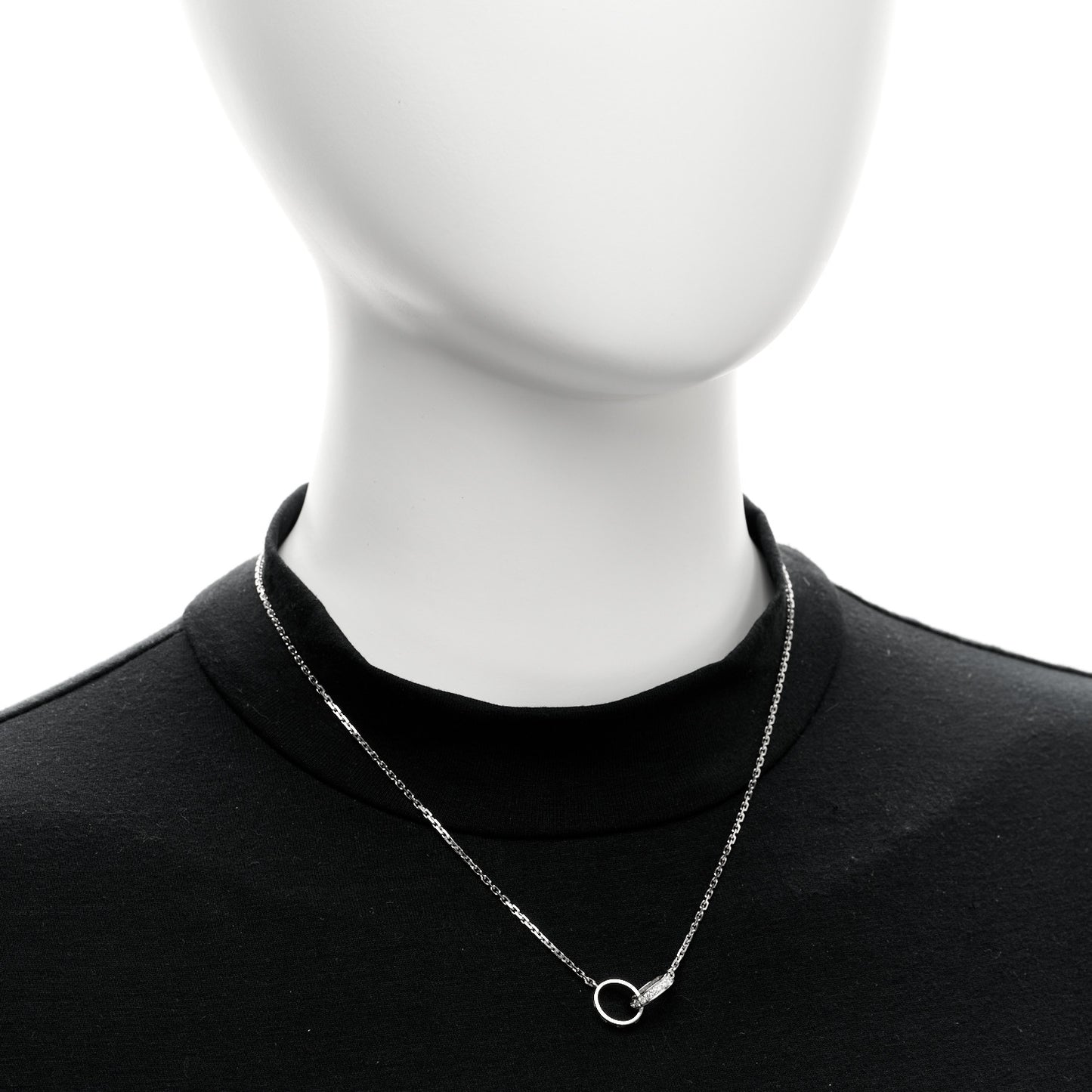 18K White Gold Diamond Interlocking LOVE Necklace