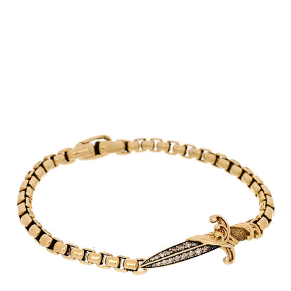 David Yurman 18K Yellow Gold Cognac Diamond Mens Waves Dagger Bracelet 1 of 3