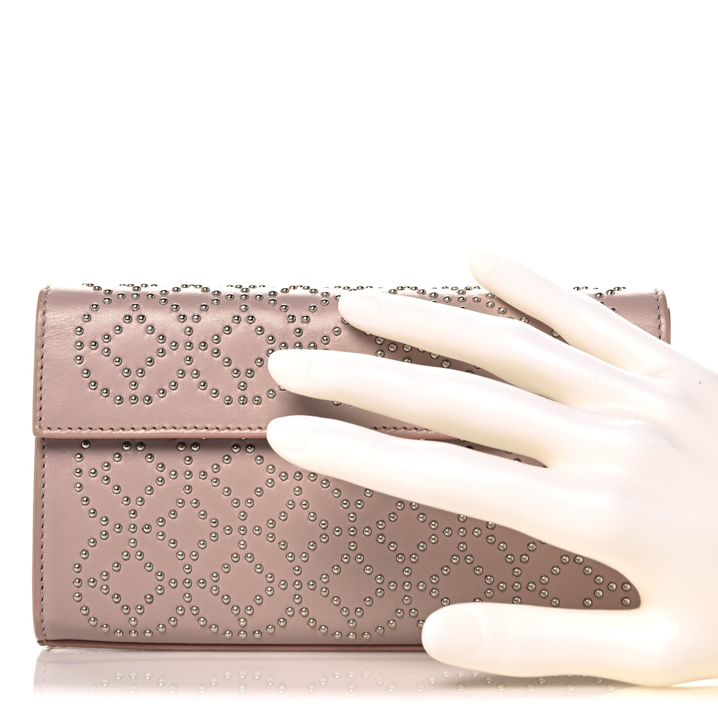Calfskin Arabesque Studded Clutch Sable