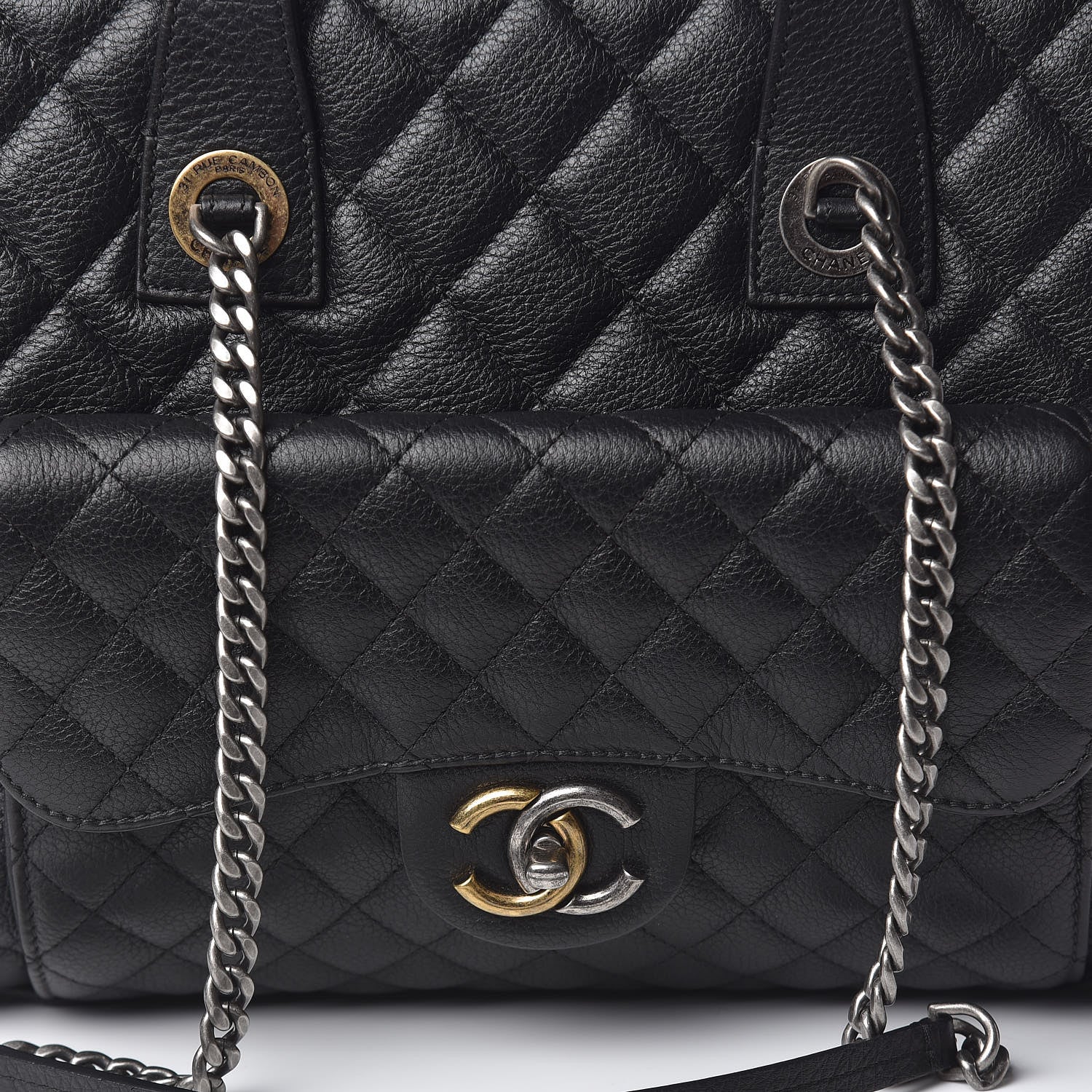 Chanel Grained Calfskin Quilted Large Casual Pocket Tote Black 11 of 13