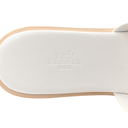 Hermes Calfskin Cork Eze 30 Sandals 39 White 6 of 9