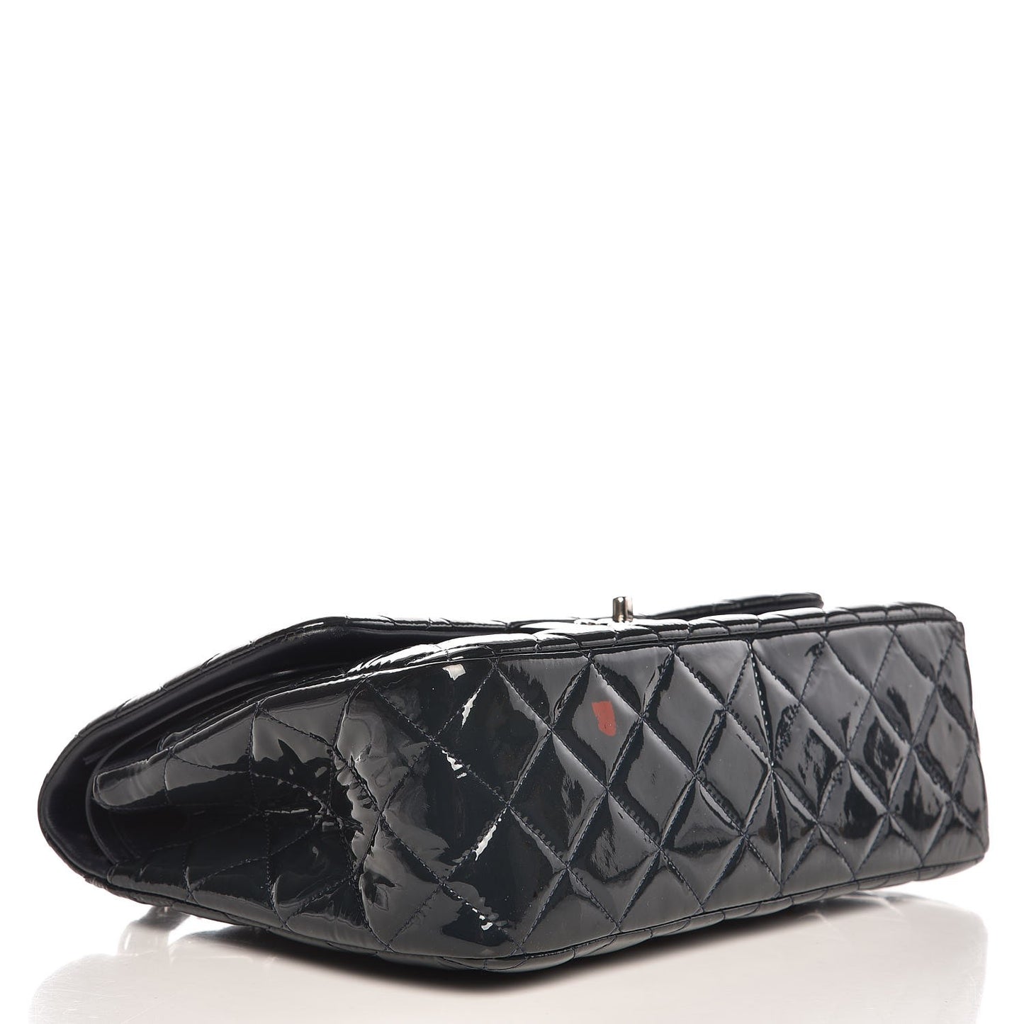 Patent Quilted Jumbo Double Flap Navy