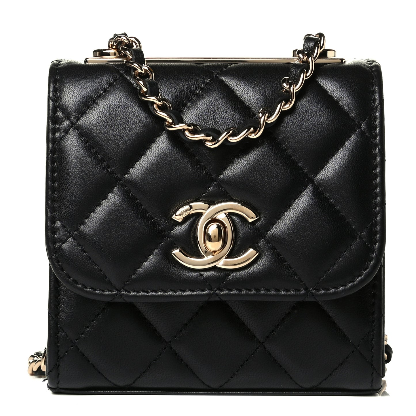 Lambskin Quilted Mini Trendy CC Chain Wallet Black