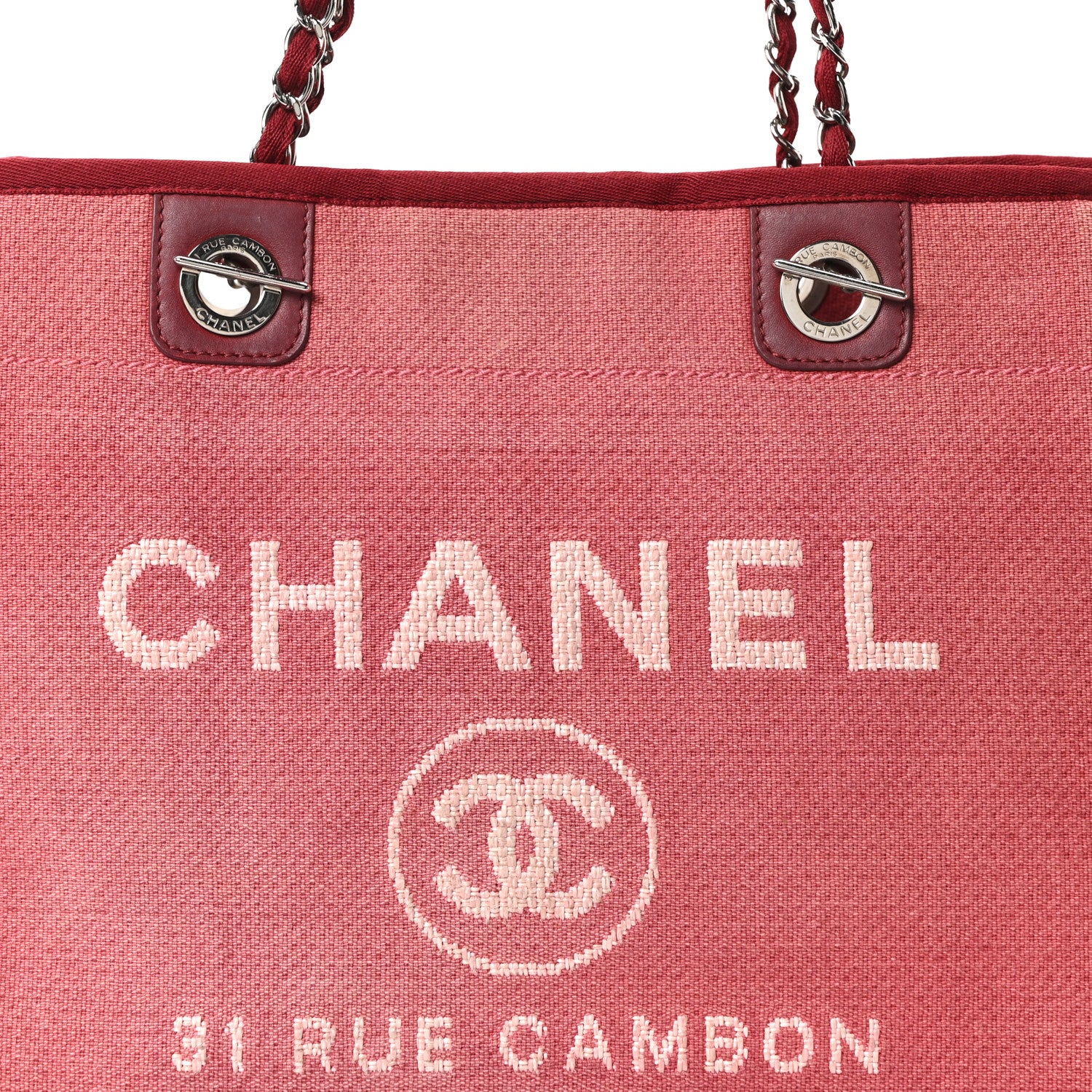 Chanel Canvas Small Deauville Tote Red 8 of 10