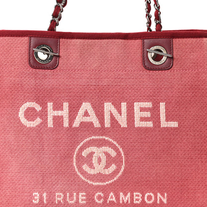 Chanel Canvas Small Deauville Tote Red 8 of 10