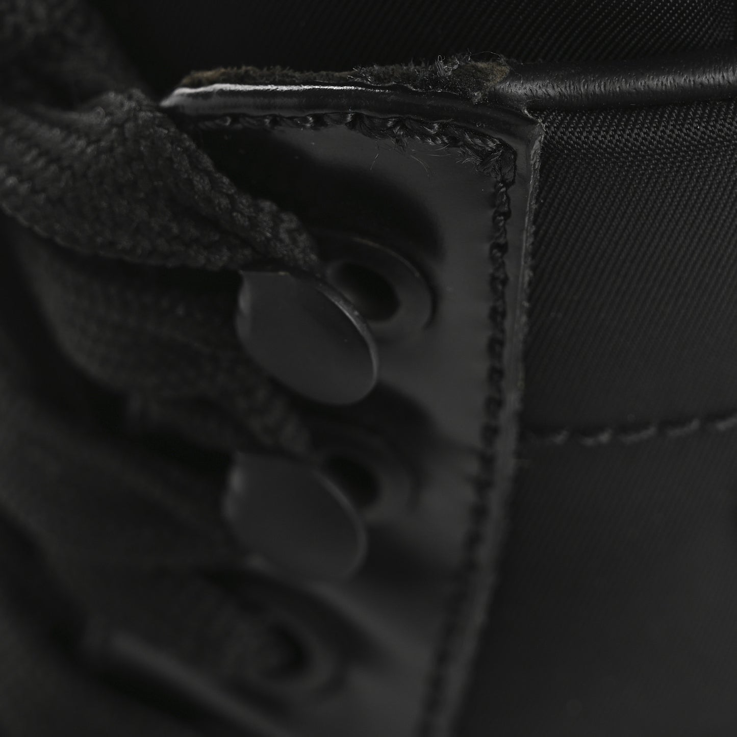 Spazzolato Re-Nylon Metal Triangle Logo Lace Up 55mm Ankle Boots 37.5 Black