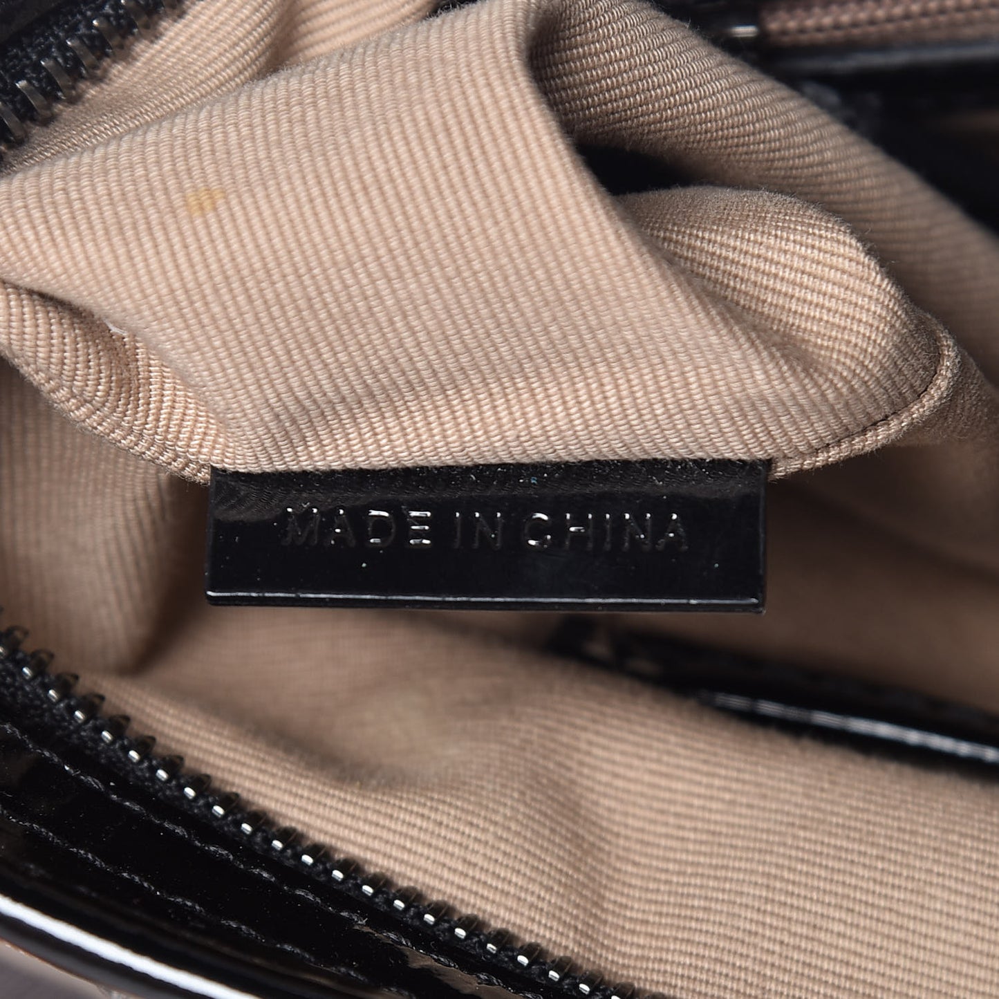 Patent Trim Nova Check Shopper Tote Black