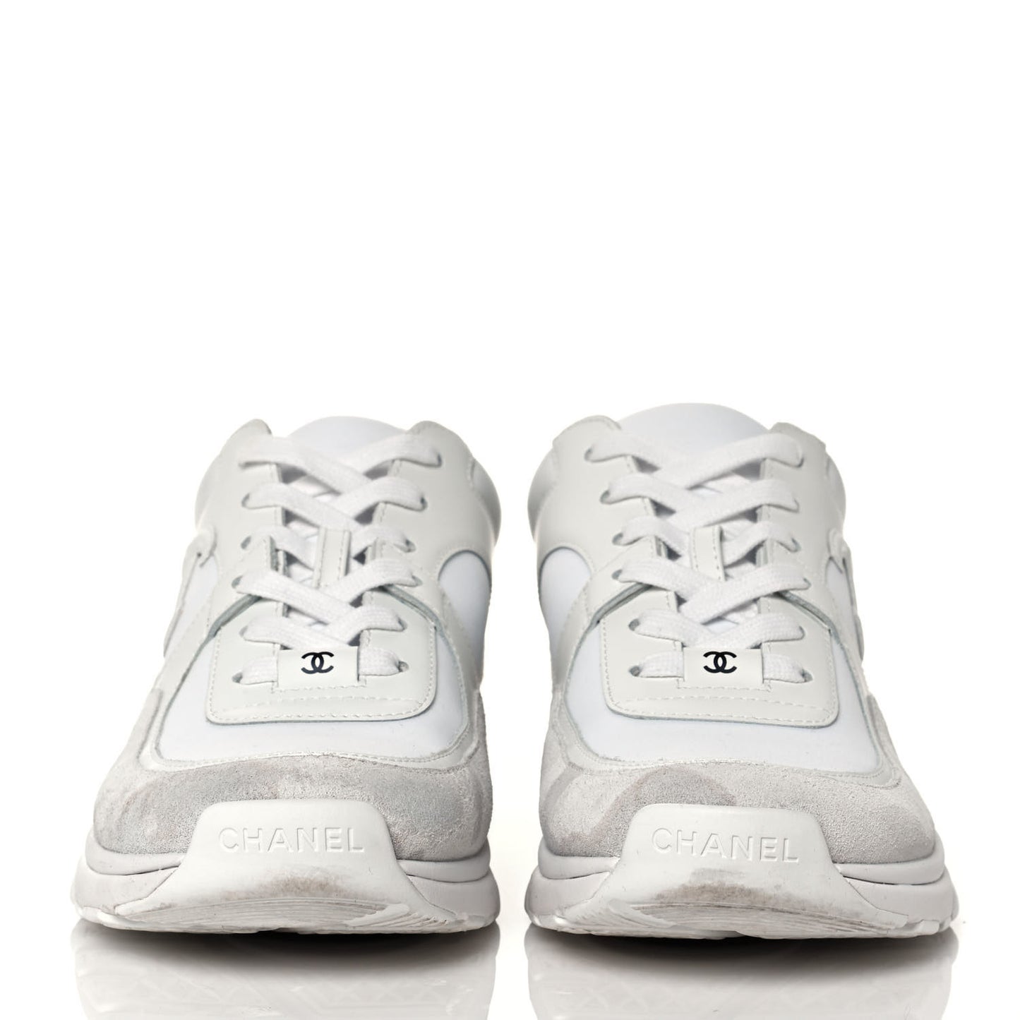 Suede Calfskin Fabric CC Sneakers 39.5 White