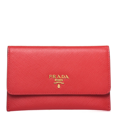 Prada Saffiano Metal Business Card Holder Fuoco 2 of 11