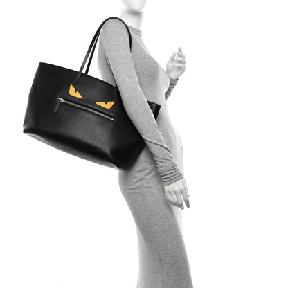 Fendi Vitello Elite Cuoio Monster Buggies Medium Roll Tote Black Multicolor Blue Cobalto 2 of 10
