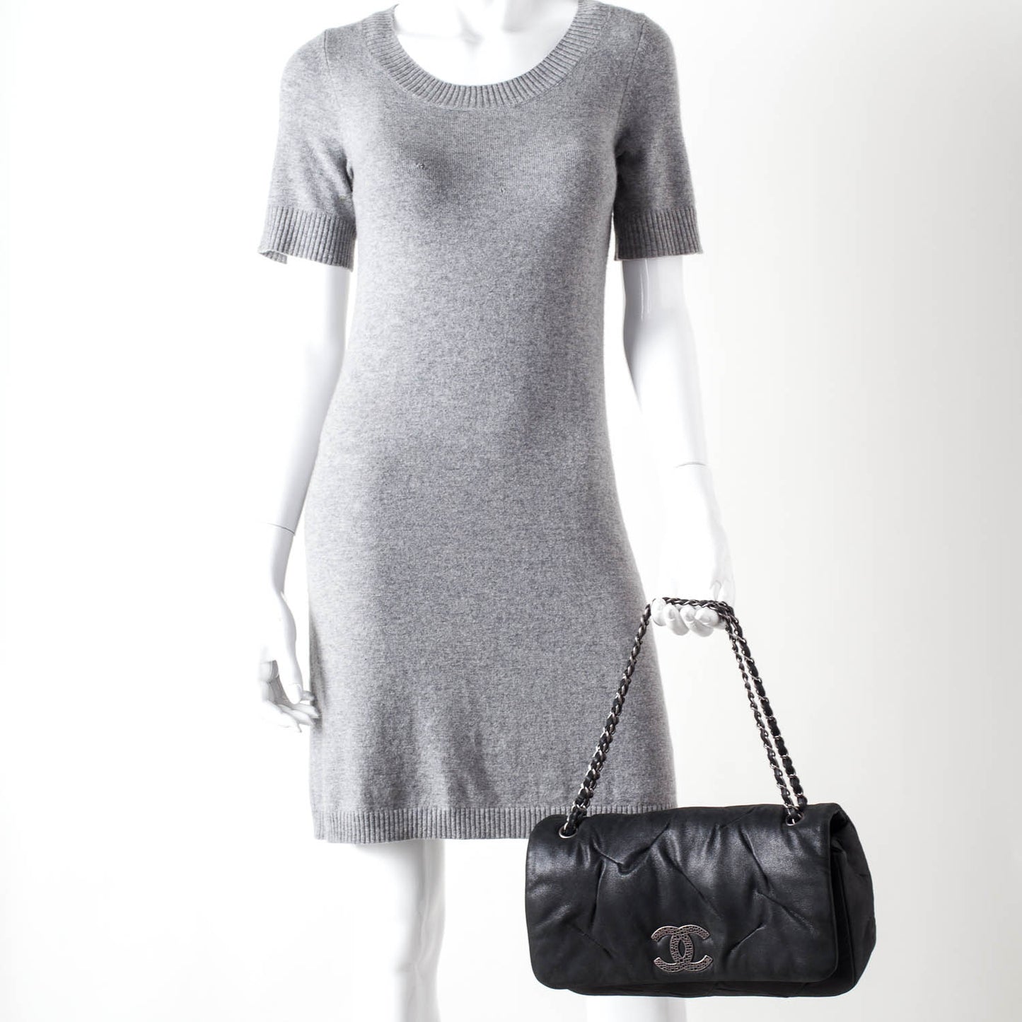 Iridescent Calfskin Glint Flap Black