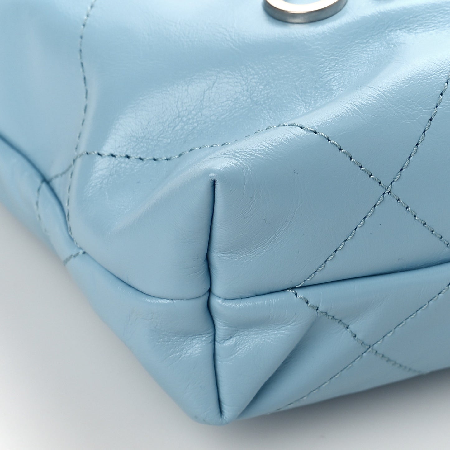Shiny Calfskin Quilted Mini Chanel 22 Light Blue