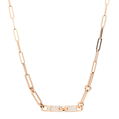 Hermes 18K Rose Gold Diamond Pave Kelly Chaine Choker Necklace 1 of 5