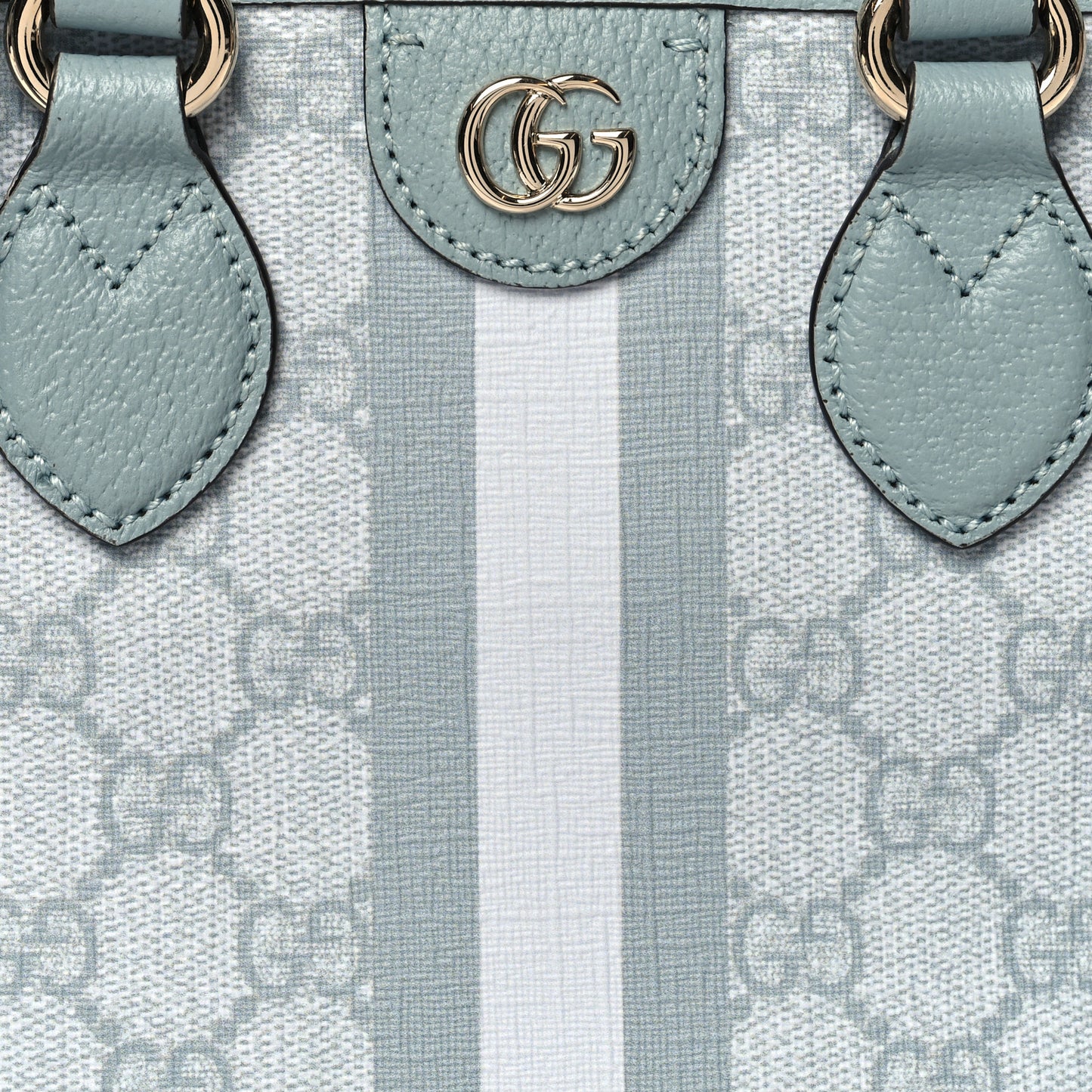 GG Supreme Monogram Textured Dollar Calfskin Mini Ophidia Shoulder Tote Bag Dusty Blue