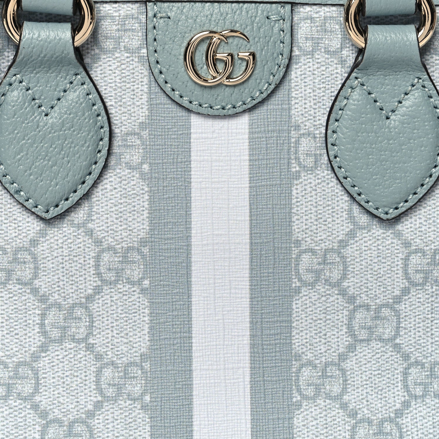 Gucci GG Supreme Monogram Textured Dollar Calfskin Mini Ophidia Shoulder Tote Bag Dusty Blue 10 of 12