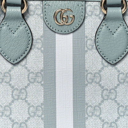 Gucci GG Supreme Monogram Textured Dollar Calfskin Mini Ophidia Shoulder Tote Bag Dusty Blue 10 of 12