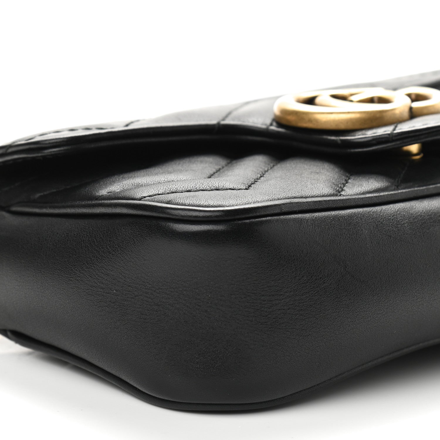 Gucci Calfskin Matelasse Super Mini GG Marmont Shoulder Bag Black 8 of 9