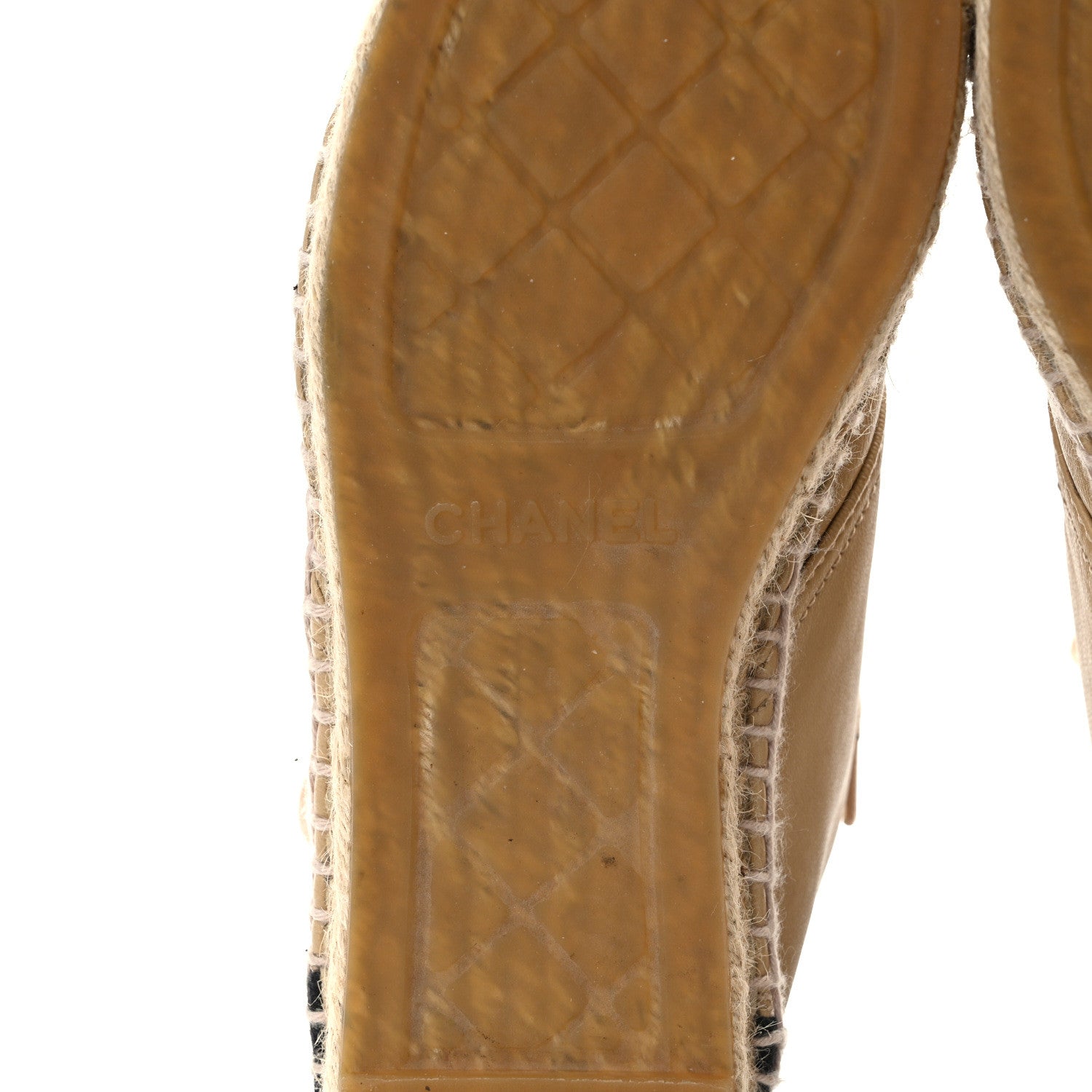 Chanel Lambskin Canvas Cap Toe Lace Up Espadrilles 40 Dark Beige Black 6 of 8