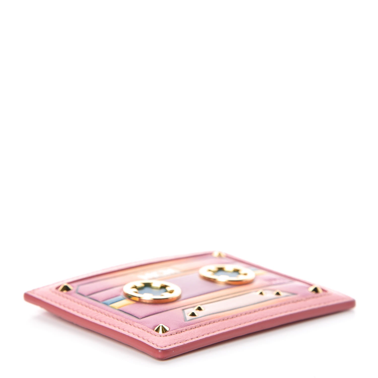 MCM Calfskin Cassette Mini Card Case Velvet Pink 4 of 7