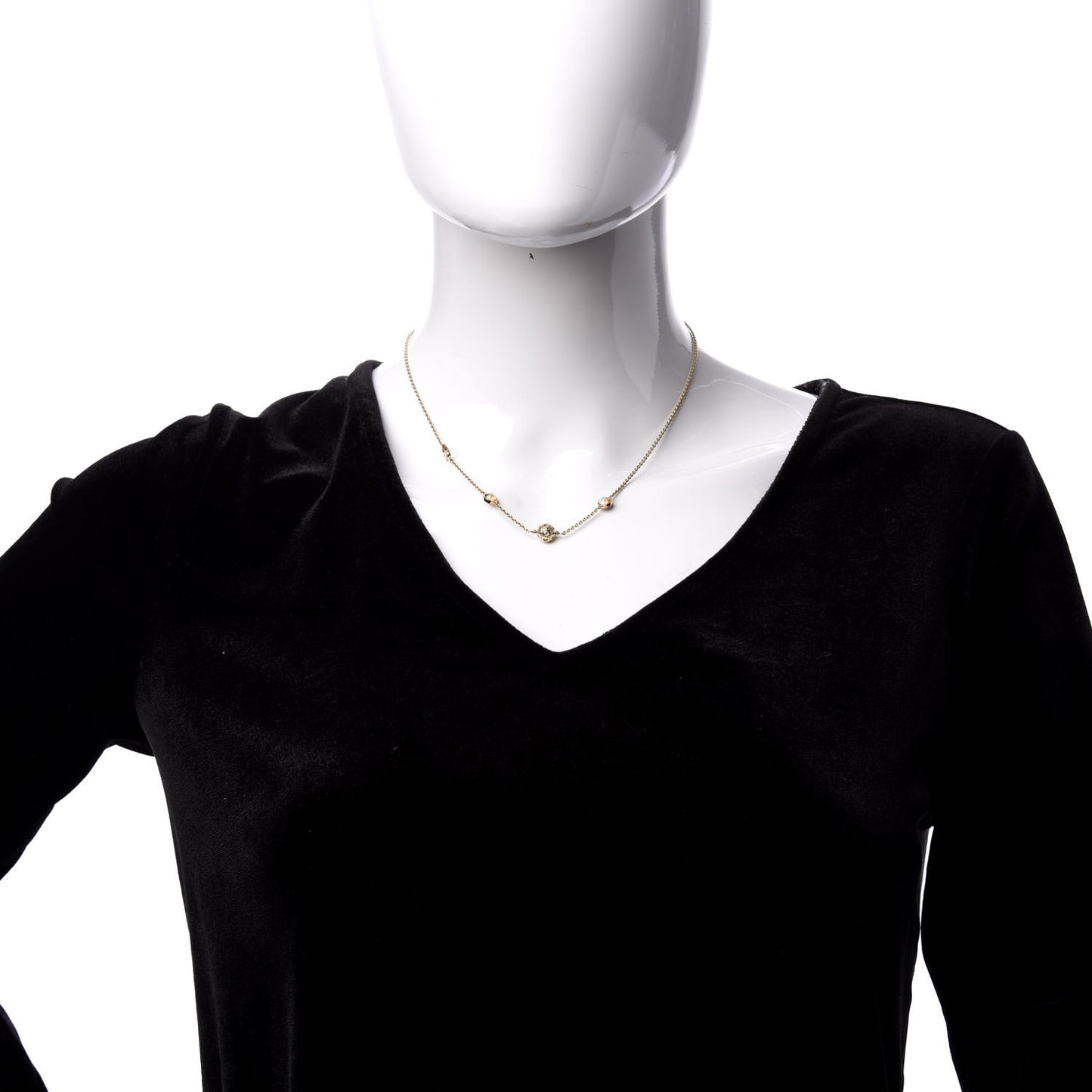 Metal Crystal Pearl Cannage Mise En Dior Tribal Necklace Gold