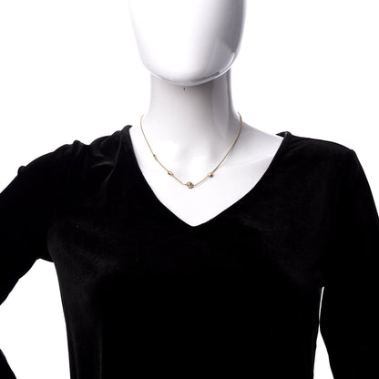 Christian Dior Metal Crystal Pearl Cannage Mise En Dior Tribal Necklace Gold 2 of 4