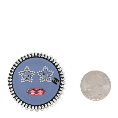 Chanel Metal Resin Pearl Emoji Brooch Purple Silver 2 of 4