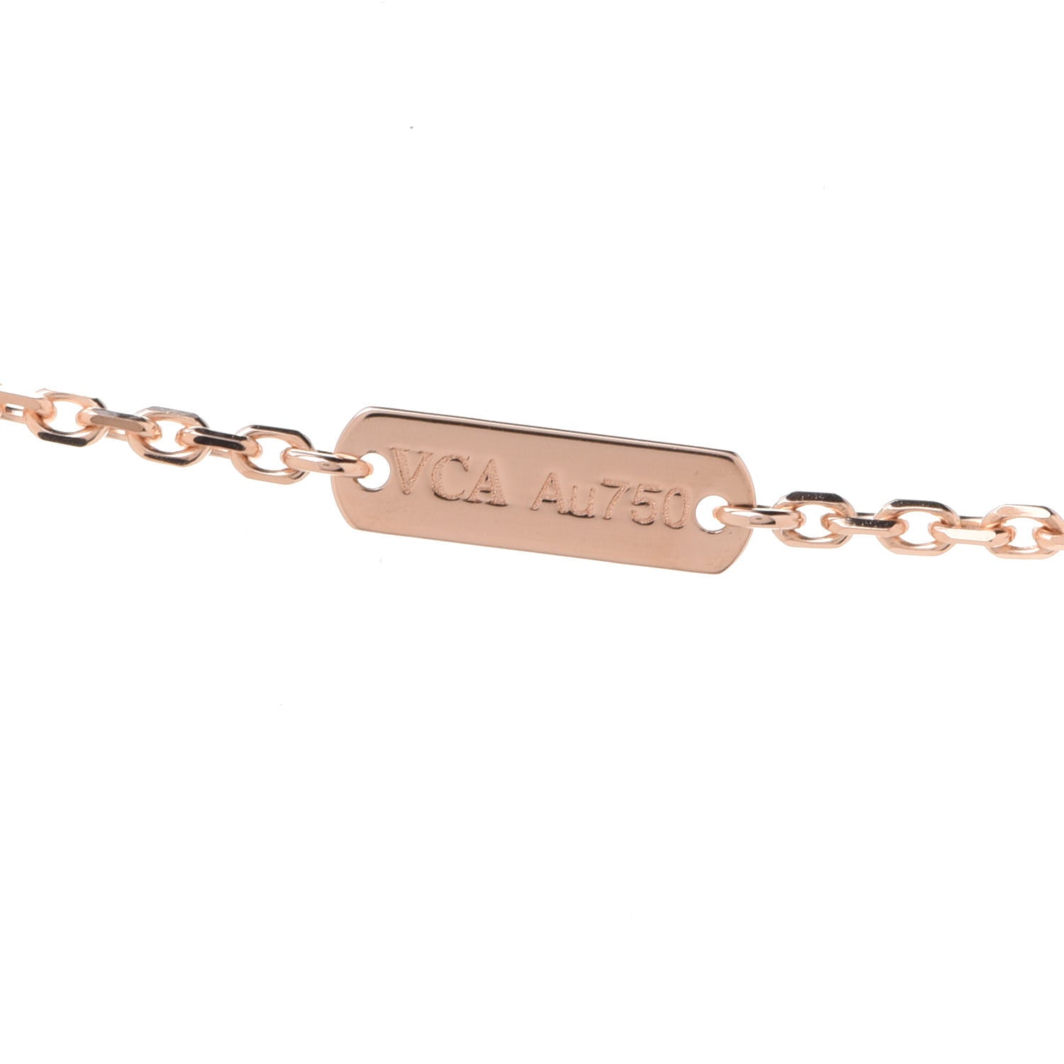 Van Cleef & Arpels 18K Rose Gold Diamond Rhodonite Vintage Alhambra Pendant Necklace 7 of 8