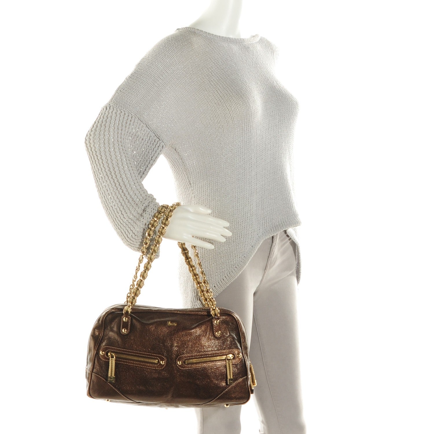 Gucci Metallic Capri Large Bowler Bronze 2 of 8
