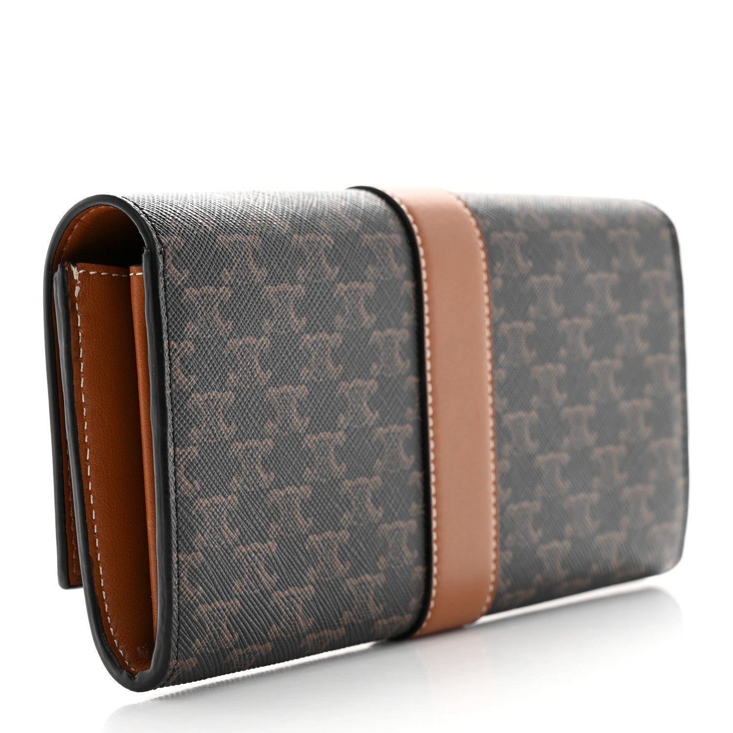Celine Canvas Triomphe Continental Wallet Tan 3 of 12