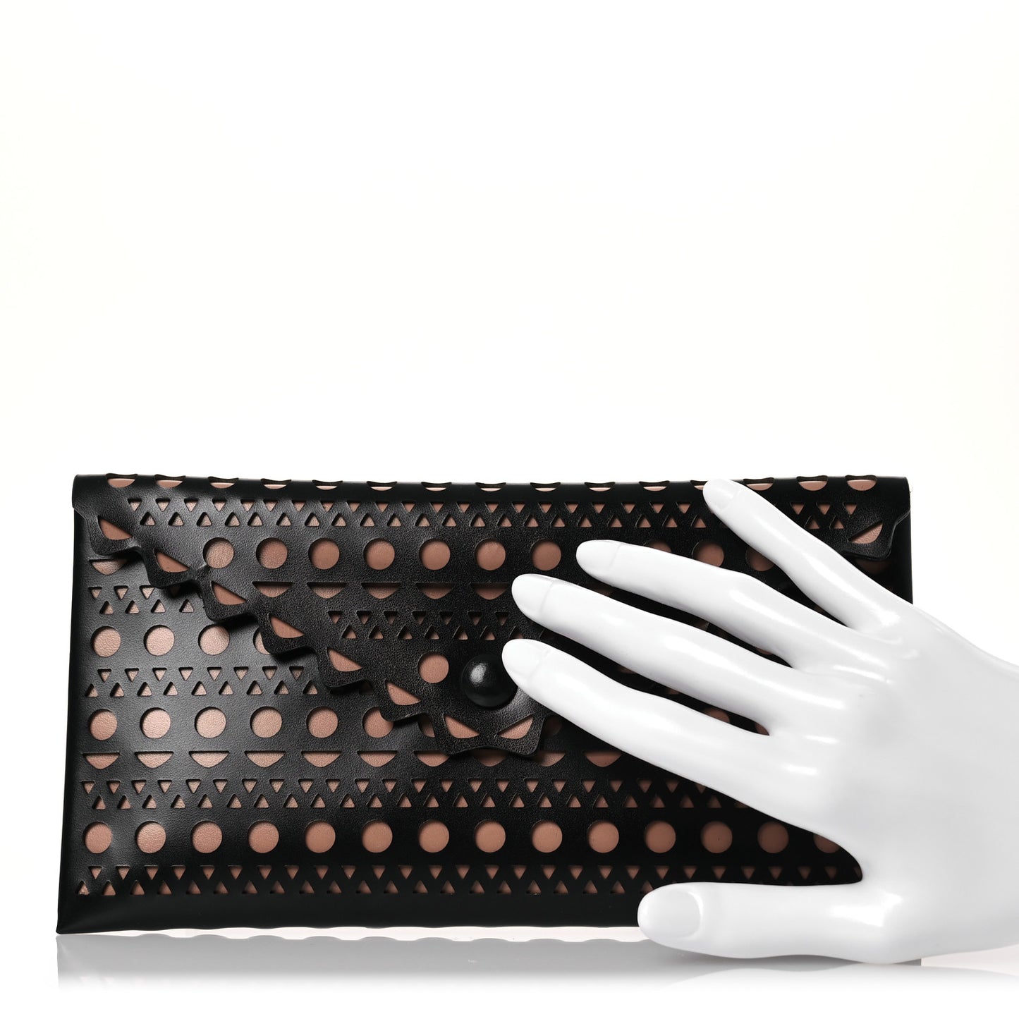 Calfskin Laser Cut Clutch Black