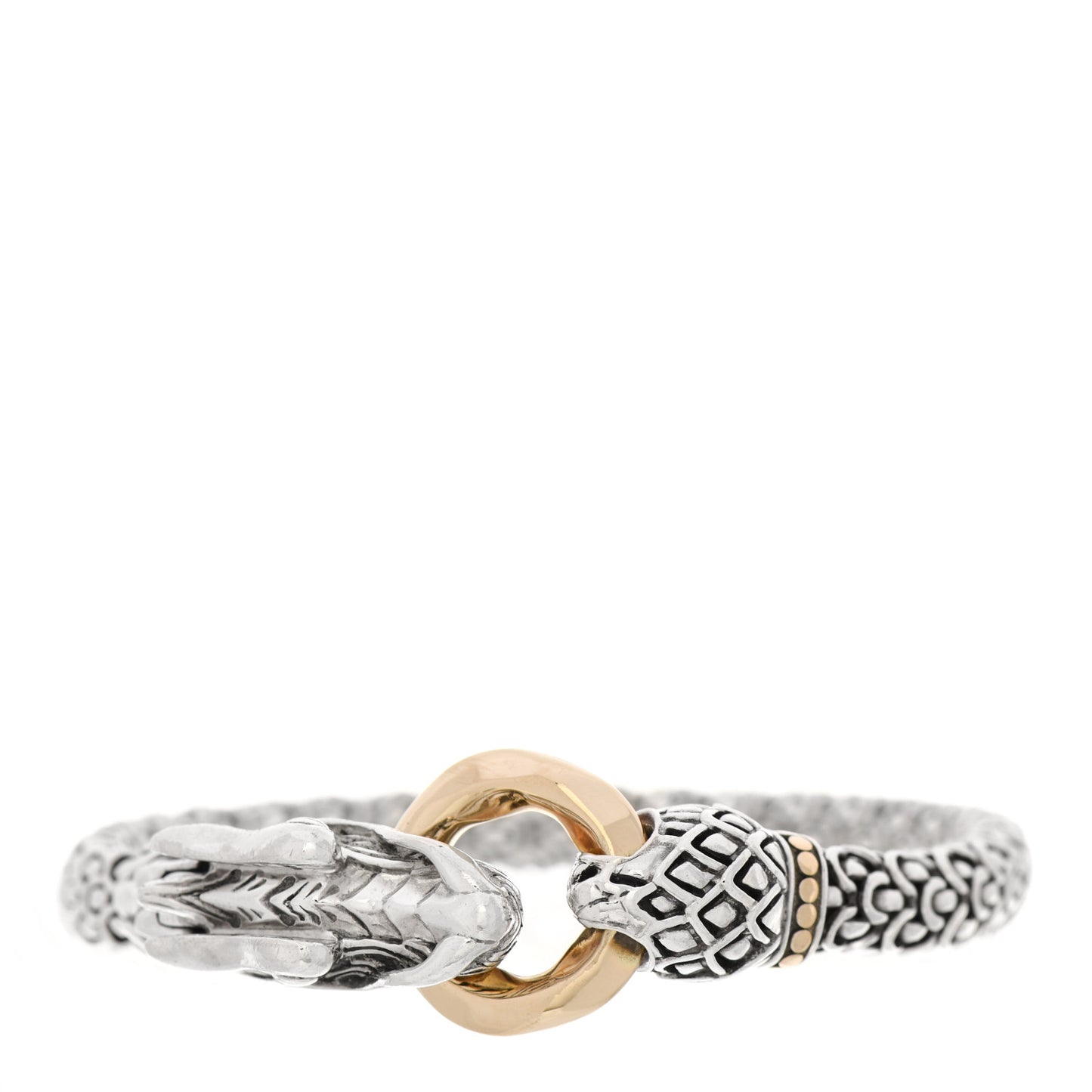 Sterling Silver 18K Yellow Gold 6mm Naga Dragon Bracelet