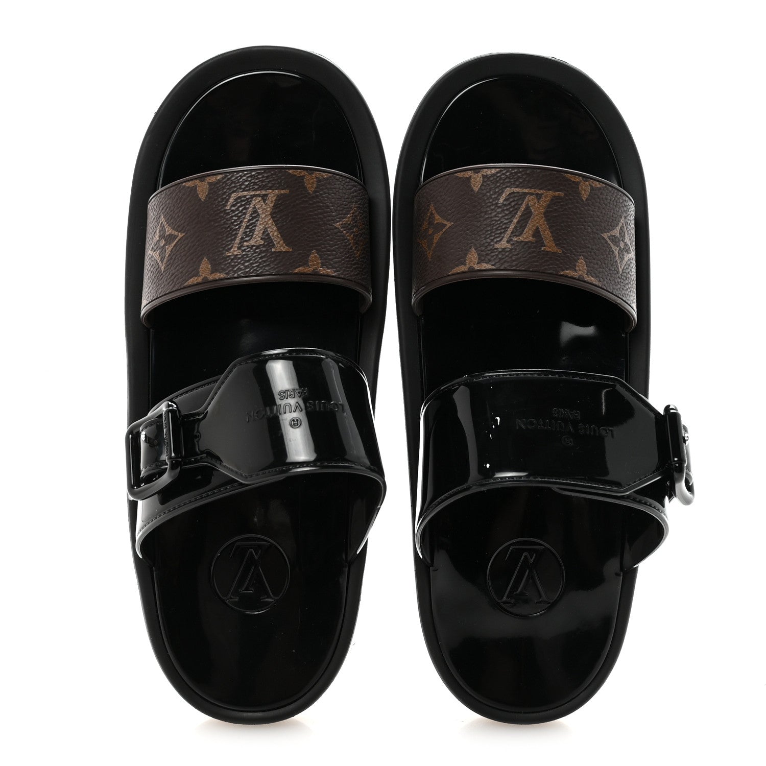 Louis Vuitton Monogram Sunbath Flat Mule Sandals 39 Black 2 of 9