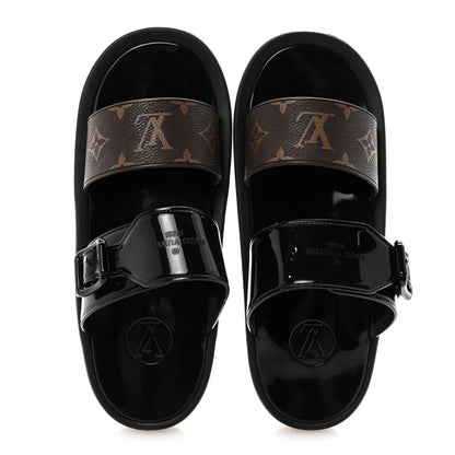 Louis Vuitton Monogram Sunbath Flat Mule Sandals 39 Black 2 of 9